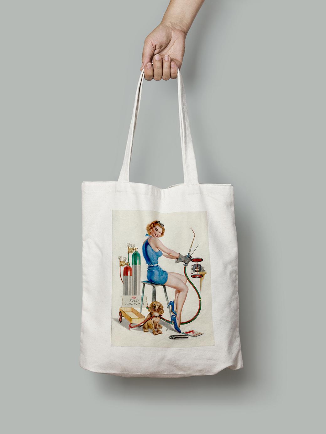 Эко-сумка Девушка сварщица. Воан Олден Басс шопер (pin_up010103_Bag)