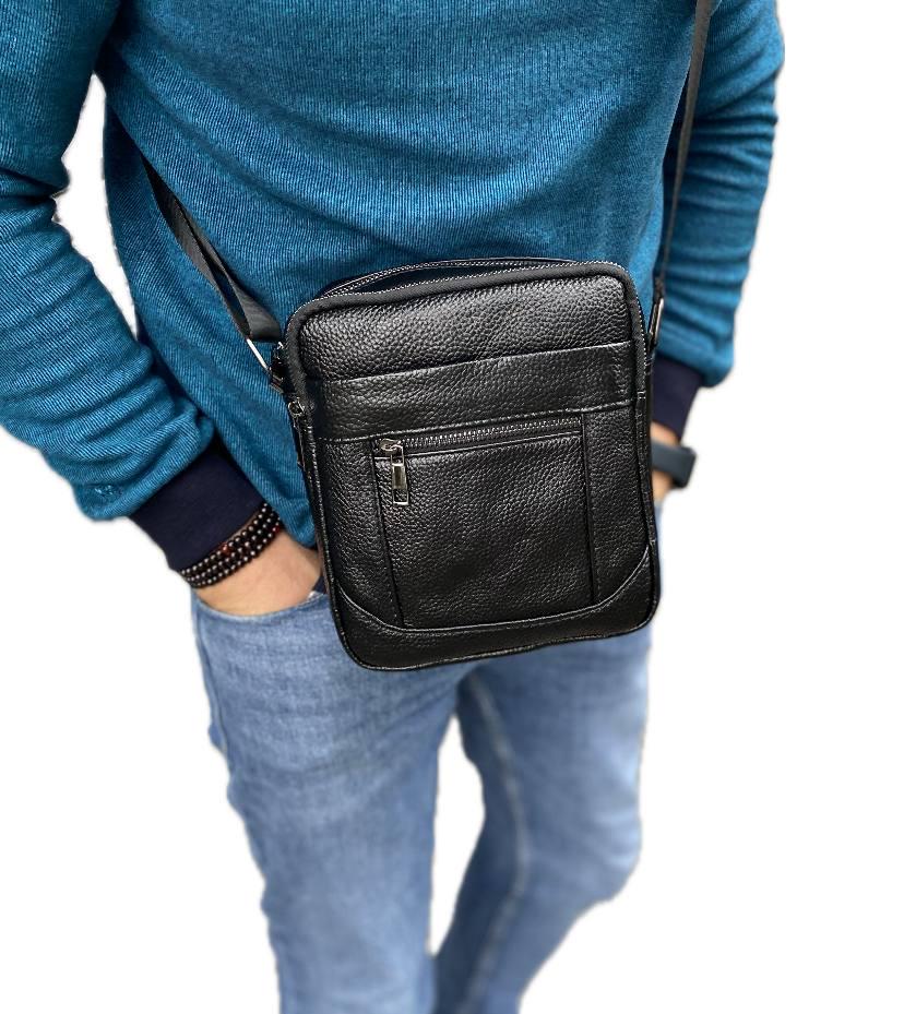 Сумка чоловіча з натуральної шкіри VOGAR 21х18х6 см (bg09)