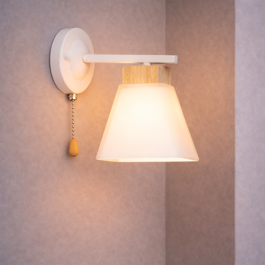 Бра Valeso з металево-деревʼяним каркасом під лампу Е27 Білий (B N6663/1W WT+WOOD)