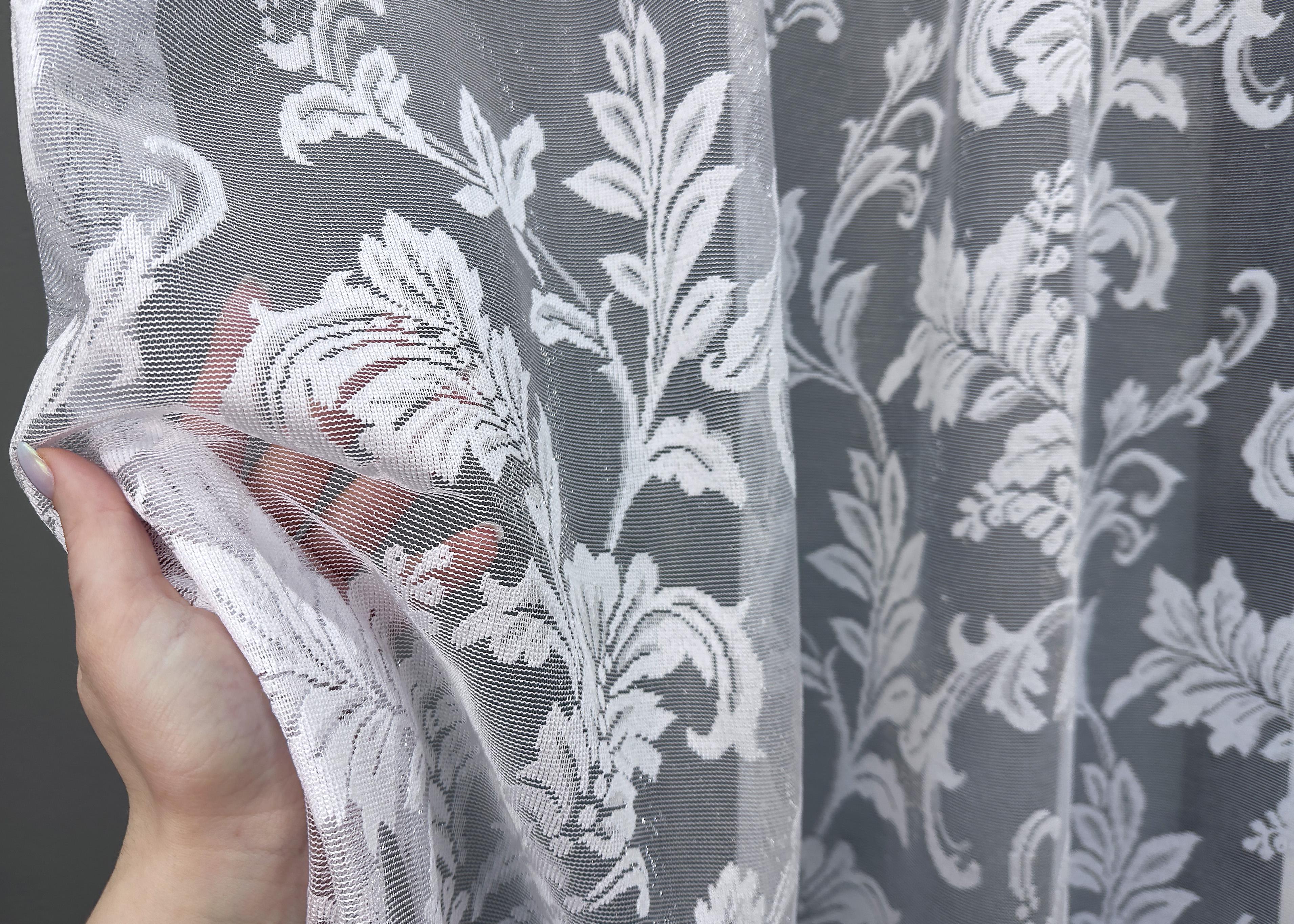 Тюль короткий VR-Textil 1525т Жаккард 300х130 см Білий (42-0607) - фото 3 Тюль короткий VR-Textil 1525т Жаккард 300х130 см Білий (42-0607) - фото 3