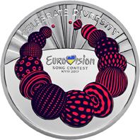 Коллекционная монета Украина 5 гривен 2017 Песенный конкурс Евровидение 2017 UNC в буклете (М08402)