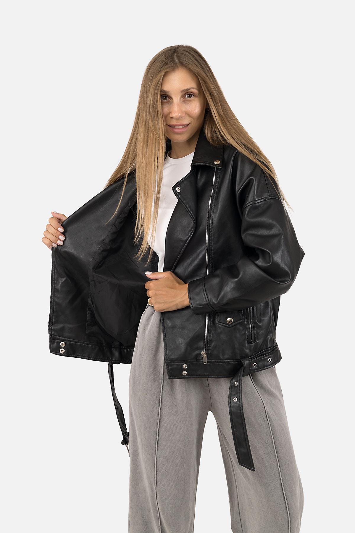 まや ᐉ Куртка косуха женская р. 40 Черный (SKT001009743