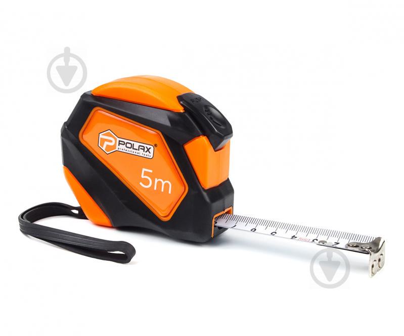 Рулетка Polax вимірювальна будівельна гумова нейлонове покриття автостоп 5 м х 19 мм (29-015)