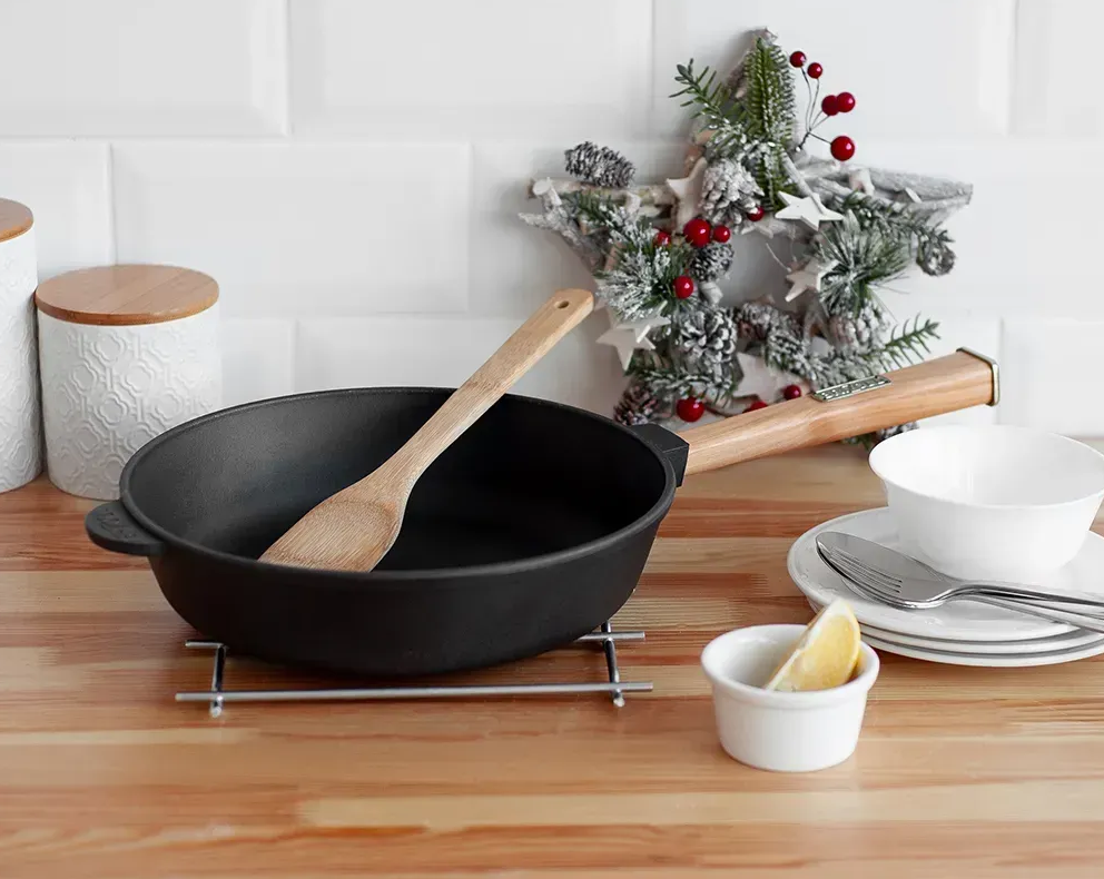 Сковорода чавунна Brizoll Optima з дерев'яною ручкою 240х60 мм - фото 7