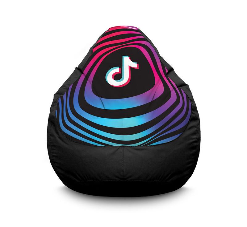 Кресло мешок iPuff Tik Tok Circle distortion Black Оксфорд XL 80x110 см Черный