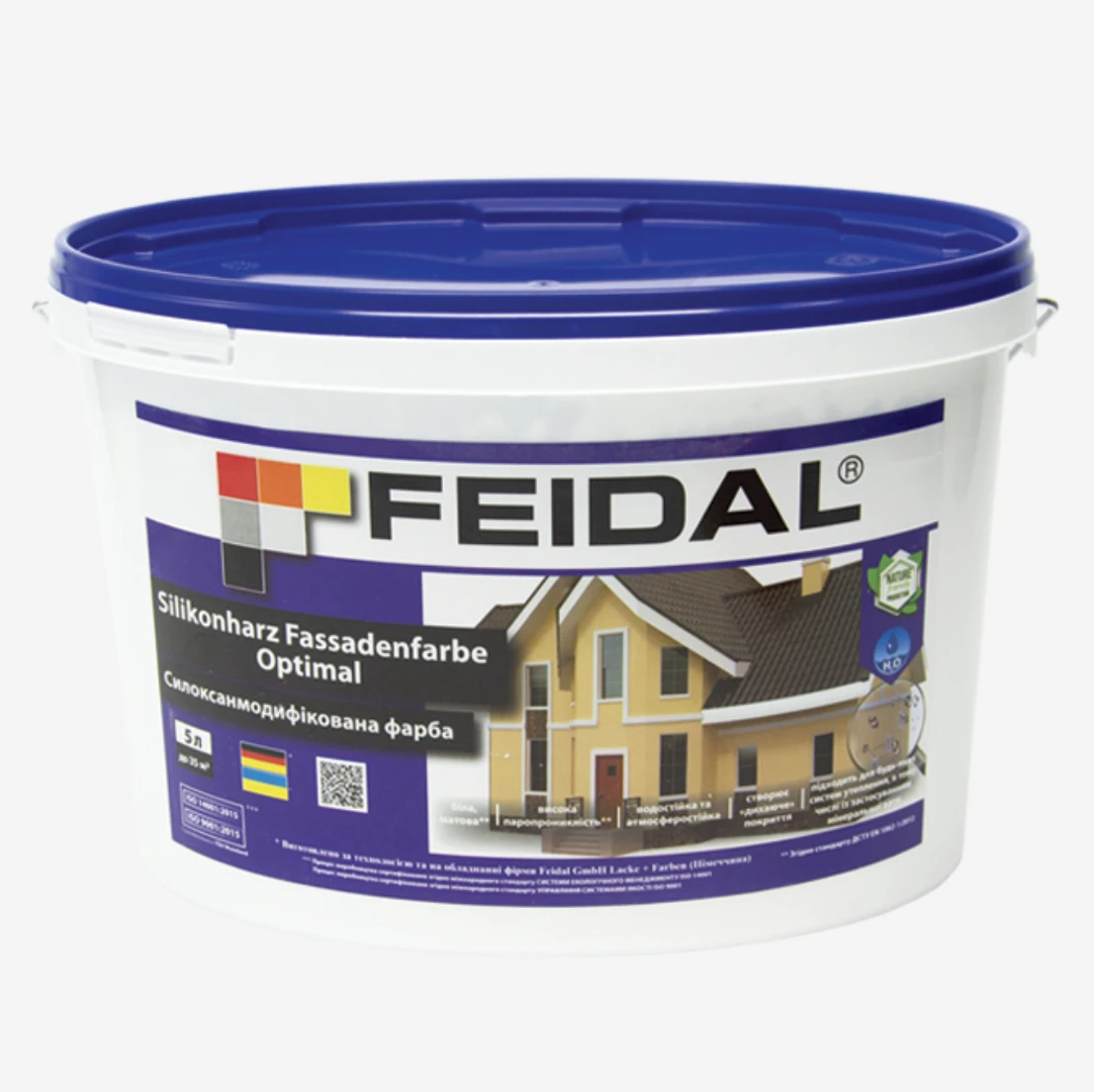 Краска фасадная силоксанмодифицированная Feidal Silikonharz Fassadenfarbe Optimal 5 л (1886454948)