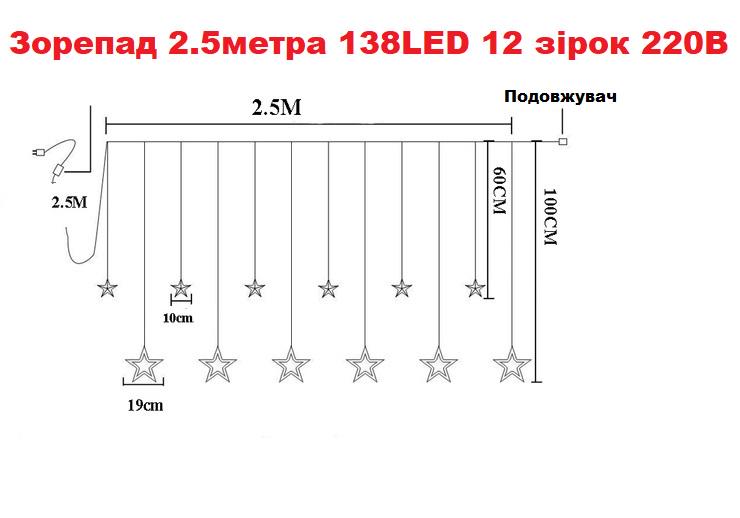 Гирлянда светодиодная LED 138 Звездопад с пультом (CC01001-B + P) - фото 4