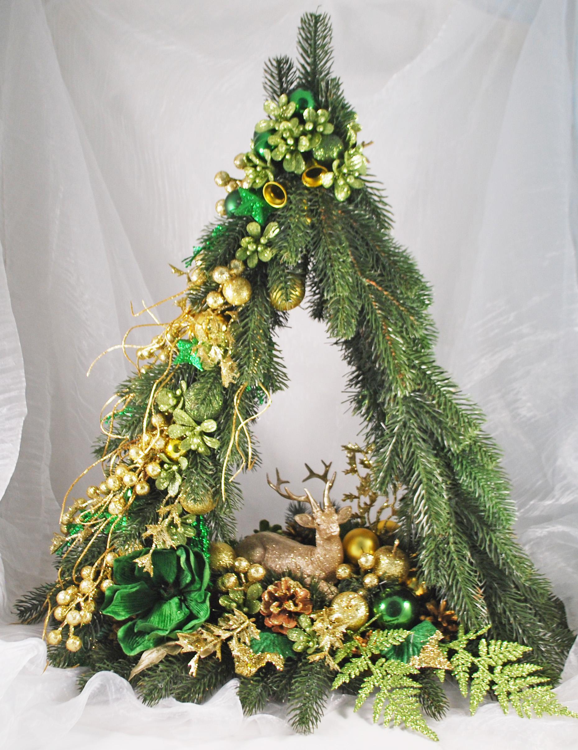 Елка новогодняя с оленем 60 см Зеленый/Золотой (4974111) - фото 4