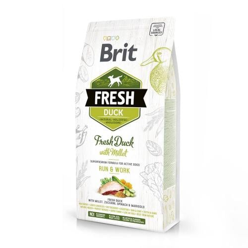 Корм для собак Brit Fresh Duck/Millet Active Run&Work Качка/пшоно для дорослих собак 12 кг
