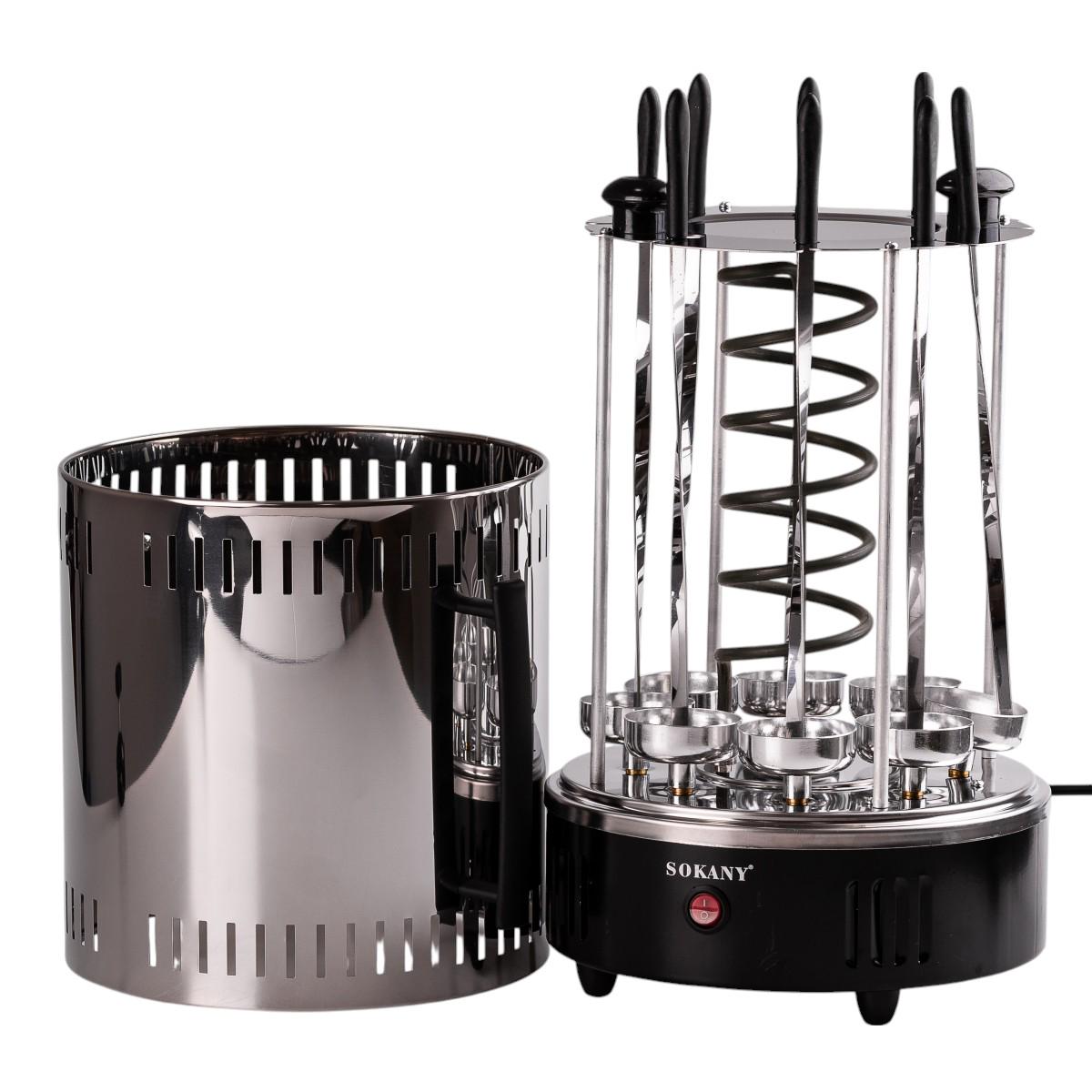 Электрошашлычница Sokany вертикальная 8 шампуров аэрогриль 1500 Вт (SK-6113)