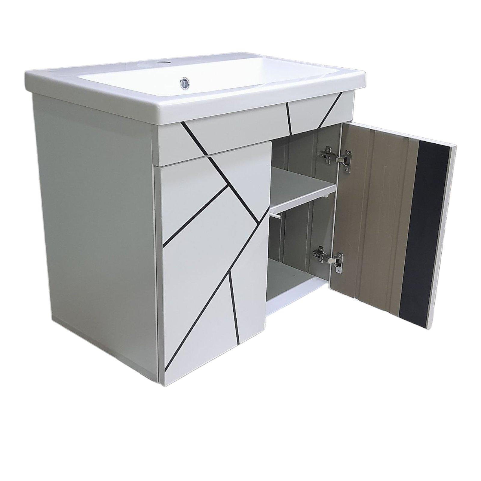 Тумба для ванной комнаты подвесная пластиковая Chaos black push 70 см (2456) - фото 3 Тумба для ванной комнаты подвесная пластиковая Chaos black push 70 см (2456) - фото 3