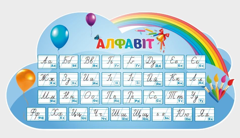 Стенд для учебных заведений "Алфавіт" из ПВХ 970х500 мм (SHR0027)