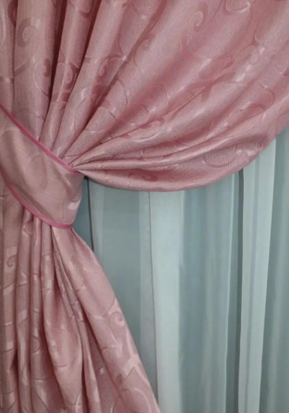 Штори у вітальню/спальню з жаккарду 1,5х2,7 м 2 шт. Рожевий (1454ш) - фото 6 Штори у вітальню/спальню з жаккарду 1,5х2,7 м 2 шт. Рожевий (1454ш) - фото 6