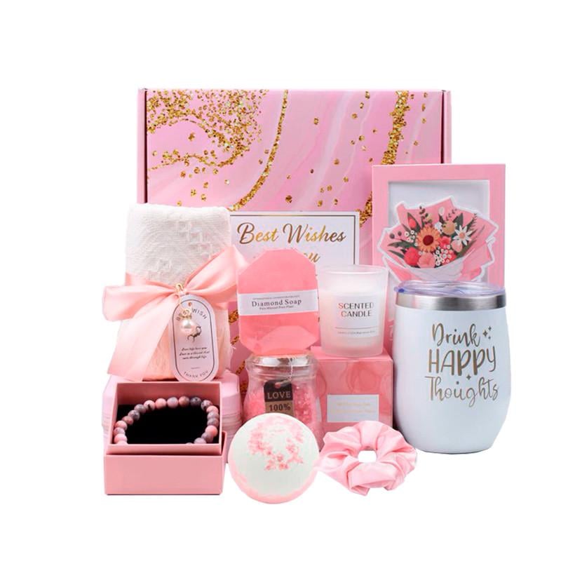 Подарочный набор Lesko Spa Gift Basket Set 01 термостакан/мыло/бомбочка для ванны/свеча/браслет 8 пр. Pink (31160204)