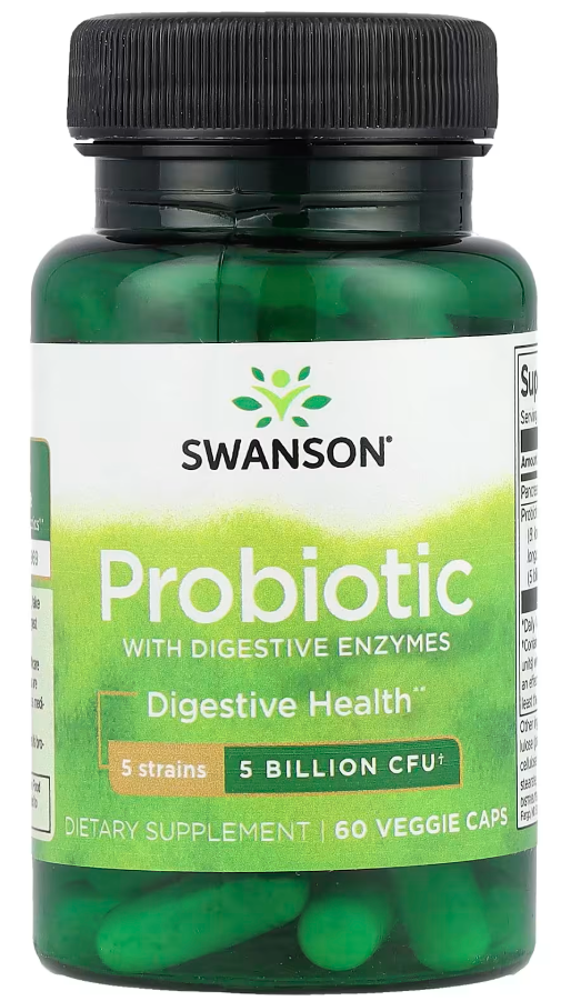 Пробиотик с пищеварительными ферментами Swanson Probiotic with Digestive Enzymes 5 Billion CFU 60 капсул