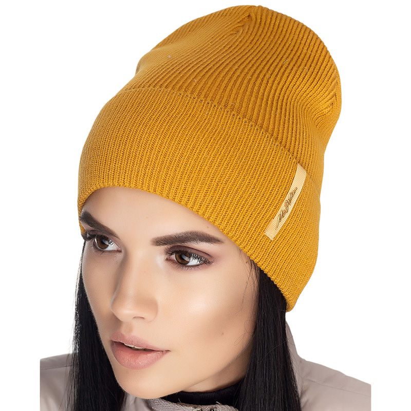 Шапка женская Leks Фешн утепленная флисом на манжете One size Янтарный (122378)