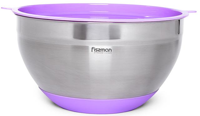 Миска Fissman Mirabelle 4,5 л из нержавеющей стали с сиреневой пластиковой крышкой (FN-5116)