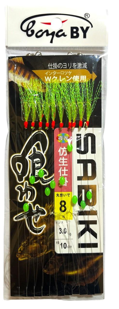 Самодур BoyaBy SABIKI № 8 10 крючков люрекс светонакопительная бусина Салатовый (2334266613)