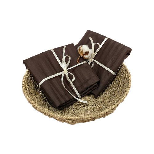 Наволочки сатиновые Страйп 70x70 см Коричневый (13079688)