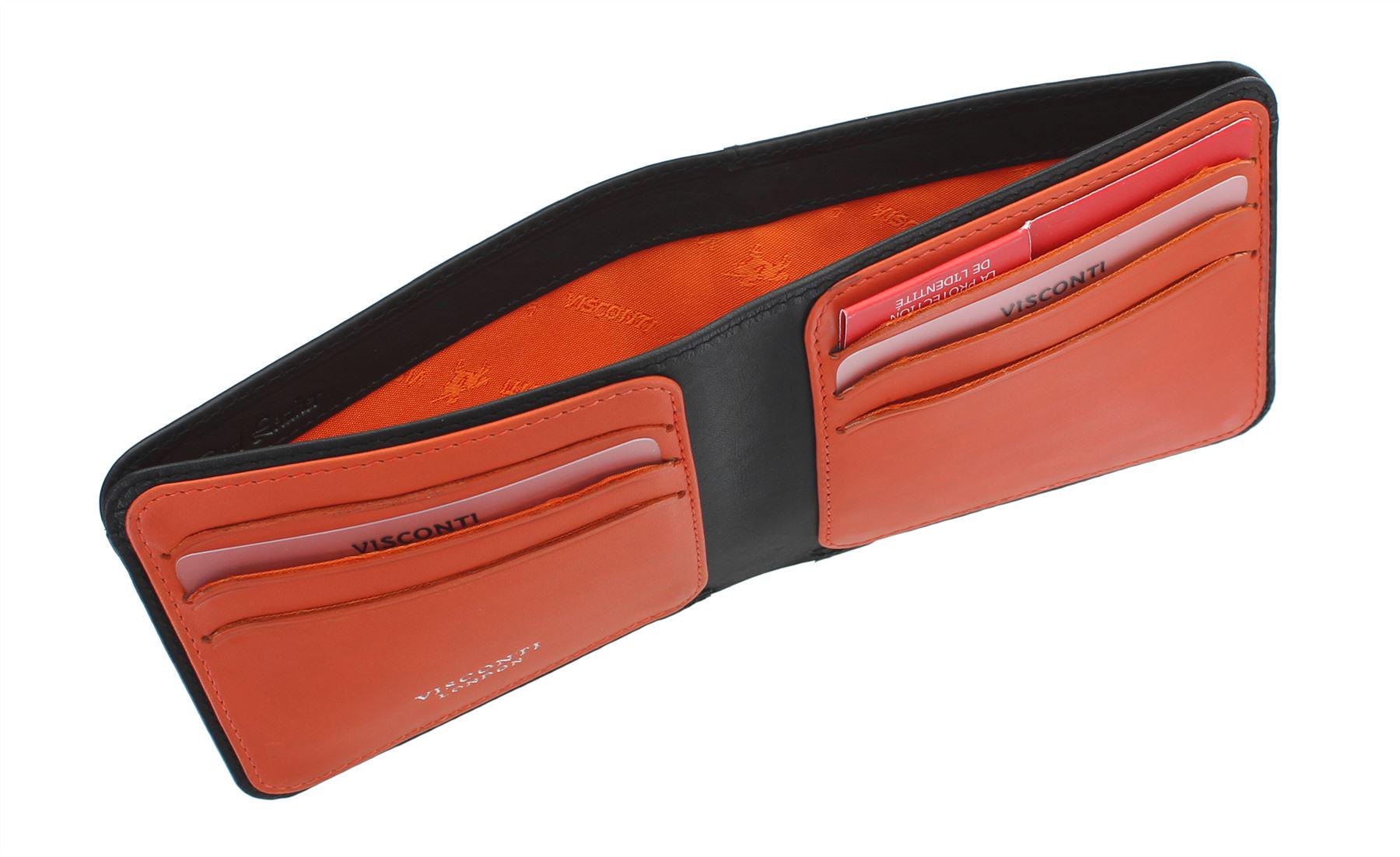 Кошелек мужской кожаный Visconti VSL35 Trim c RFID Black-Orange - фото 4