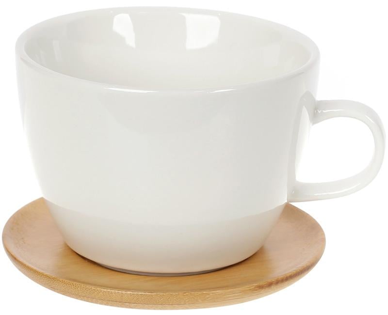 Чайна пара Nouvelle Home Глянець з бамбуковим блюдцем 450 мл Чайна пара Nouvelle Home Глянець з бамбуковим блюдцем 450 мл