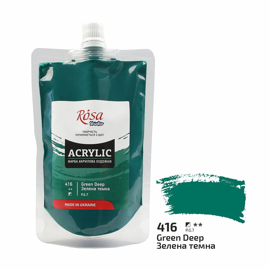 Акриловая краска ROSA Studio 323200416 6 шт. 200 мл Темно-зеленый/416 (4823098525653) - фото 1 Акриловая краска ROSA Studio 323200416 6 шт. 200 мл Темно-зеленый/416 (4823098525653) - фото 1
