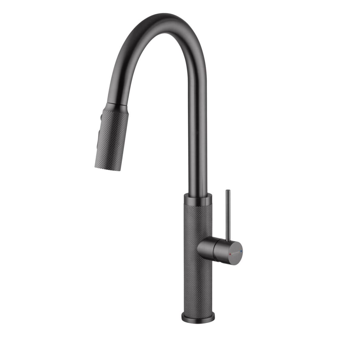 Змішувач для кухні Kroner KRP Edelstahl Berg - GRP030-T з висувною лійкою латунний Графітовий