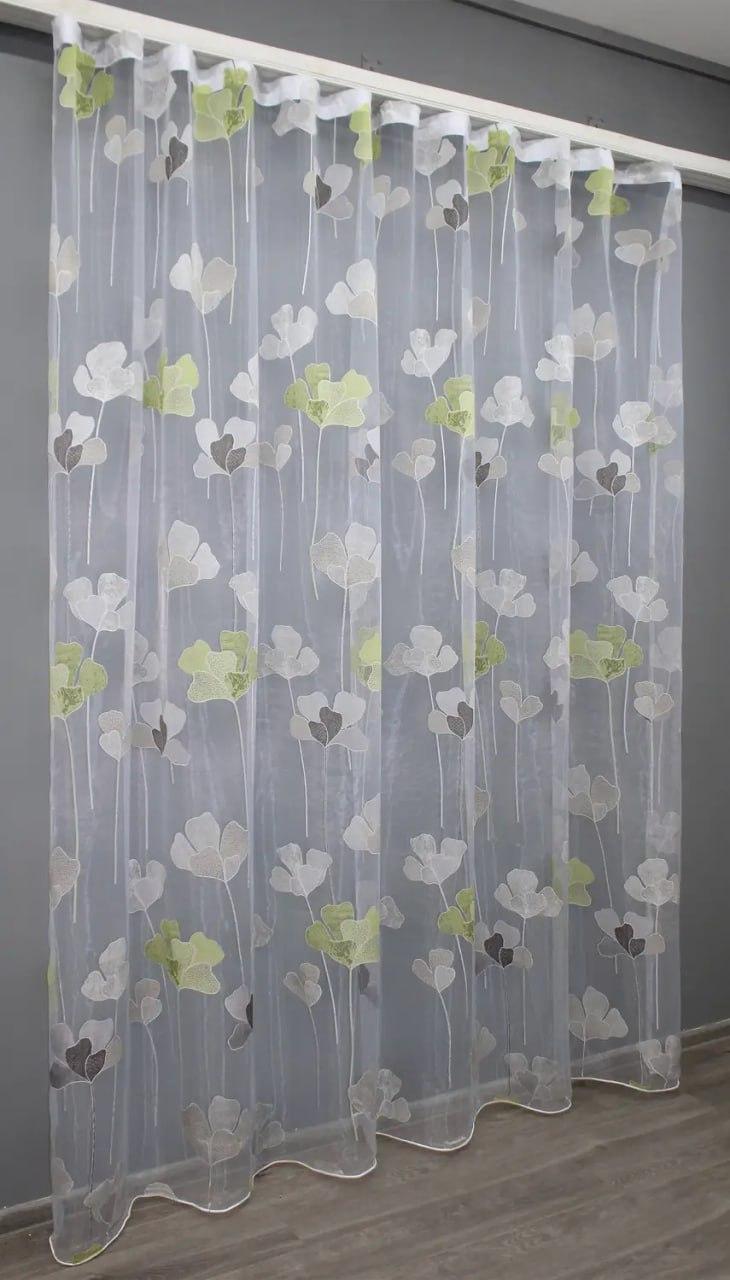 Гардина-тюль Органза на тасьмі 2 шт. 300x270 см Салатовий (tul-983т-5) Гардина-тюль Органза на тасьмі 2 шт. 300x270 см Салатовий (tul-983т-5)