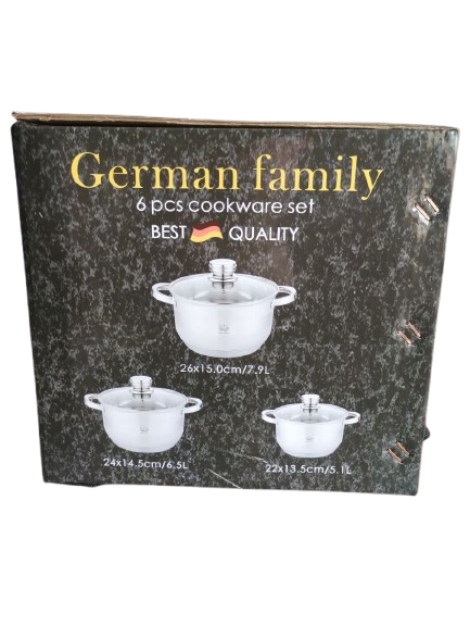 Набір каструль з кришками German Family GF-2053 нержавіюча сталь 6 пр. (GF-2053) - фото 3