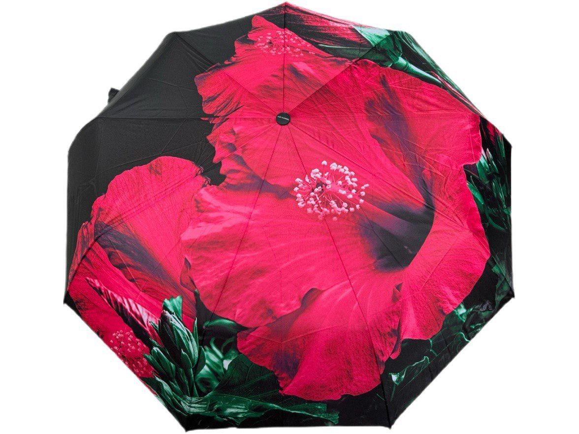 Зонт женский автоматический RAIN FLOWERS с цветами 9 спиц подарочный набор с косинкой