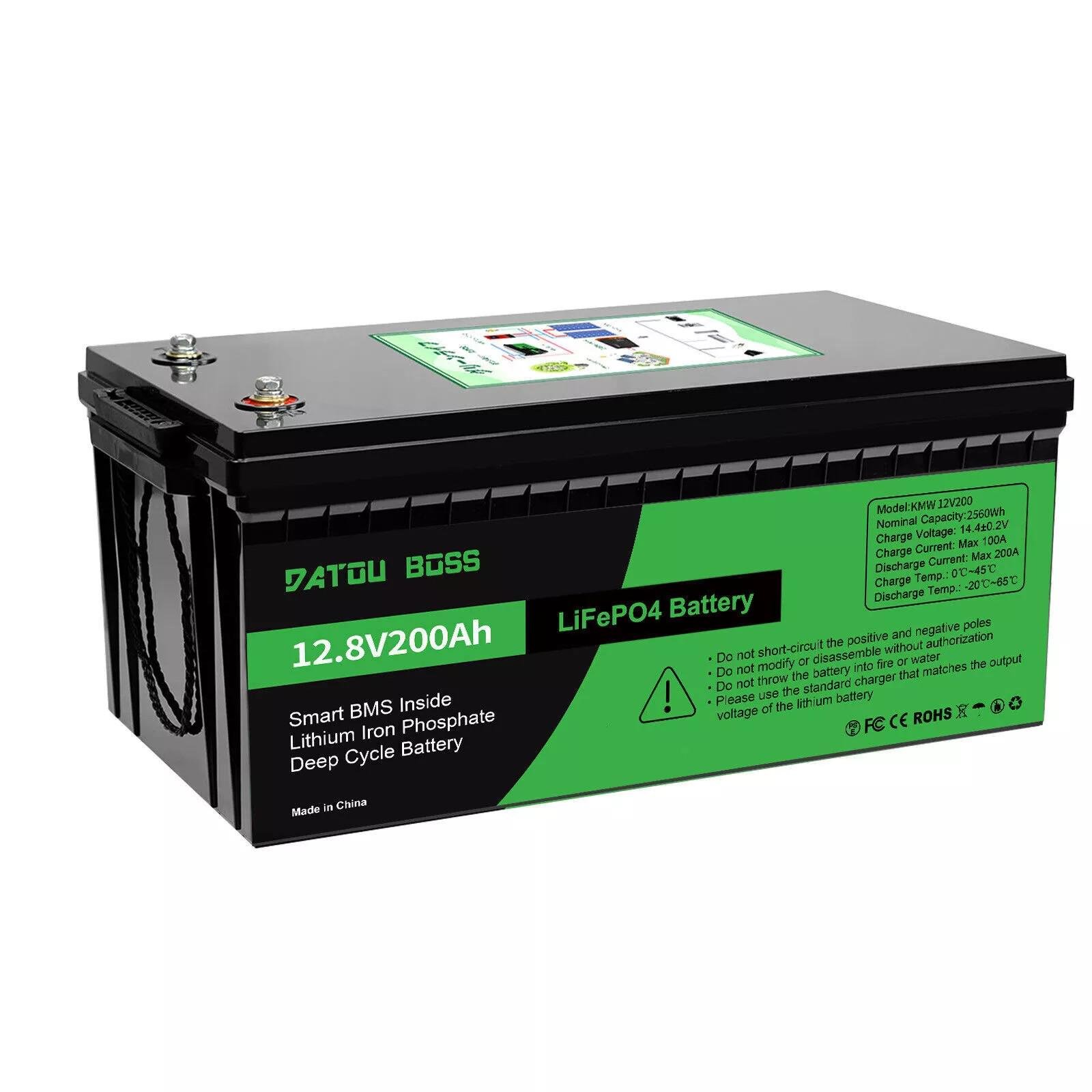 Аккумулятор LiFePO4 DATOUBOSS 12V 200 Ah 2560Wh 200A BMS до 15000 циклов Аккумулятор LiFePO4 DATOUBOSS 12V 200 Ah 2560Wh 200A BMS до 15000 циклов