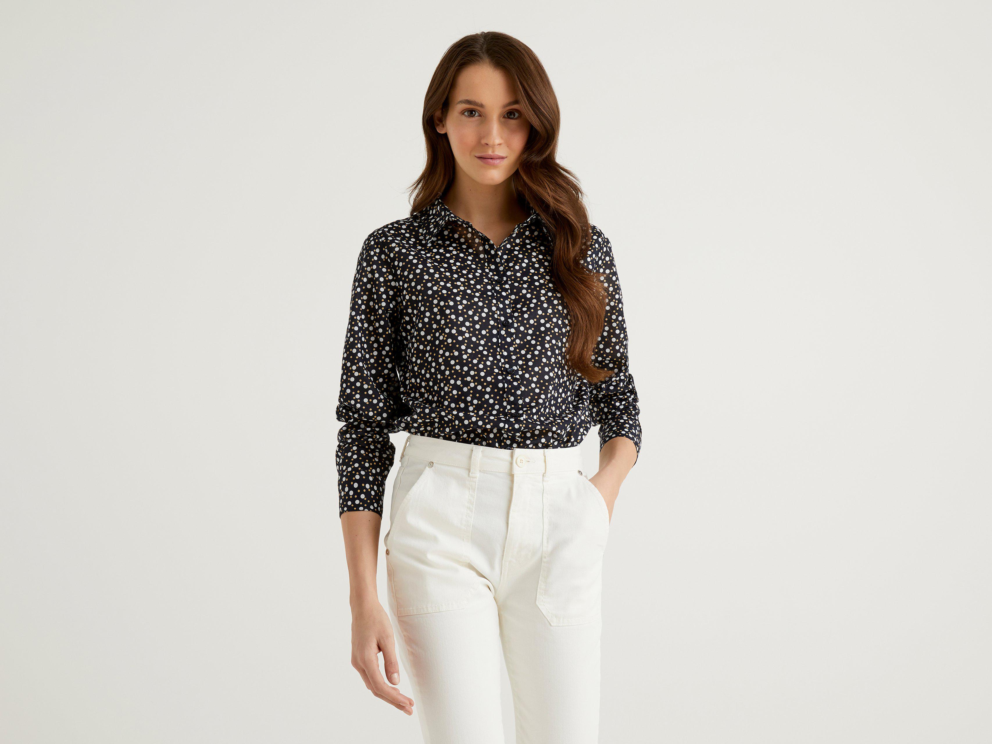 Рубашка женская Benetton 5oa95q8u4 XL Черный