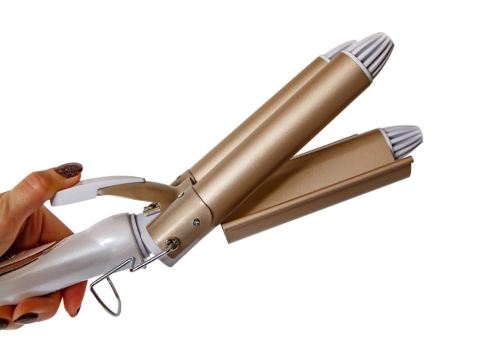 Плойка щипці для волосся потрійна хвиляста Geemy Gm-1988 три хвилі 3 хвилі Золотисто-білий (311) - фото 8 Плойка щипці для волосся потрійна хвиляста Geemy Gm-1988 три хвилі 3 хвилі Золотисто-білий (311) - фото 8