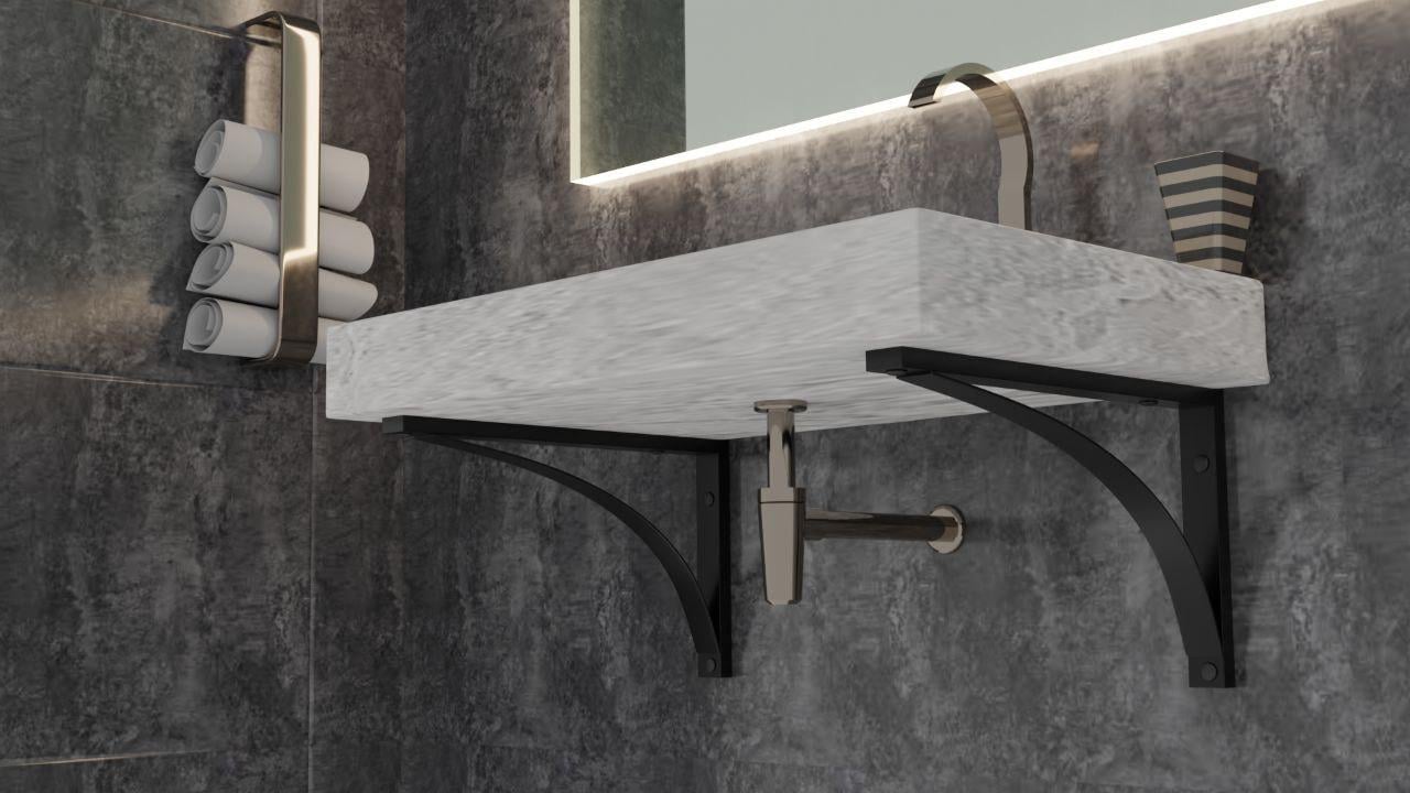 Кронштейни для бетонних мийок і стільниць з умивальниками 500х400 мм 2 шт. Чорний (2558283344/К1116)