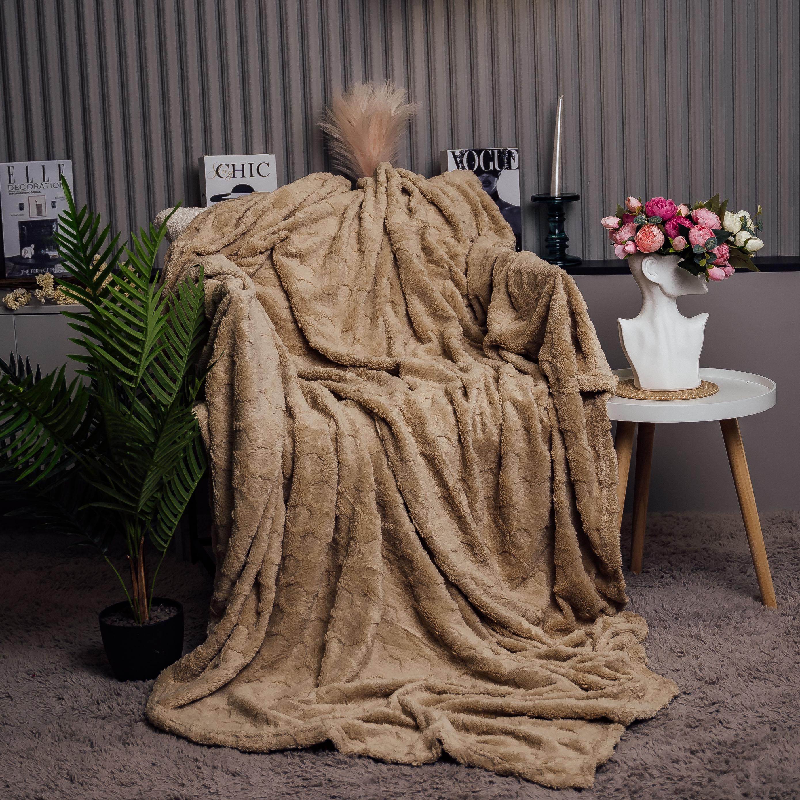 Плед Звичайні кола євро 200х230 см Бежевий (87262)