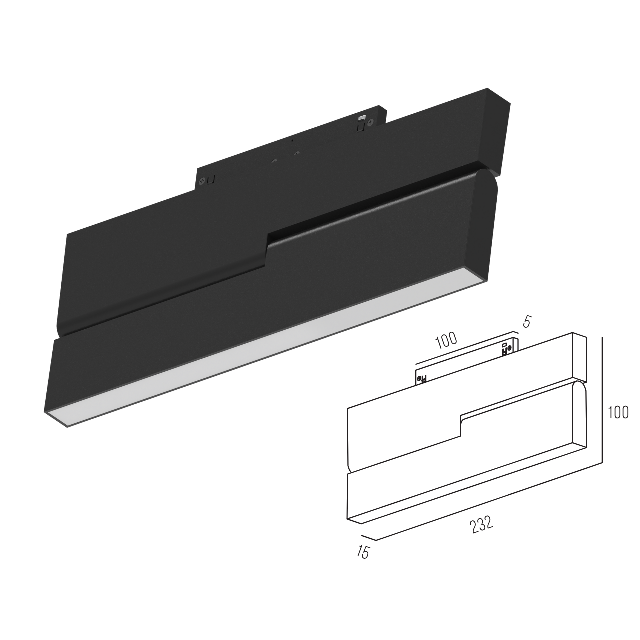 Світильник магнітний трековий MERALLI LINE BOX ROTABLE 232 12W 3000K/6000K регульована WIFI 2,4G TUYA Чорний (TRPVLBR232) - фото 3 Світильник магнітний трековий MERALLI LINE BOX ROTABLE 232 12W 3000K/6000K регульована WIFI 2,4G TUYA Чорний (TRPVLBR232) - фото 3