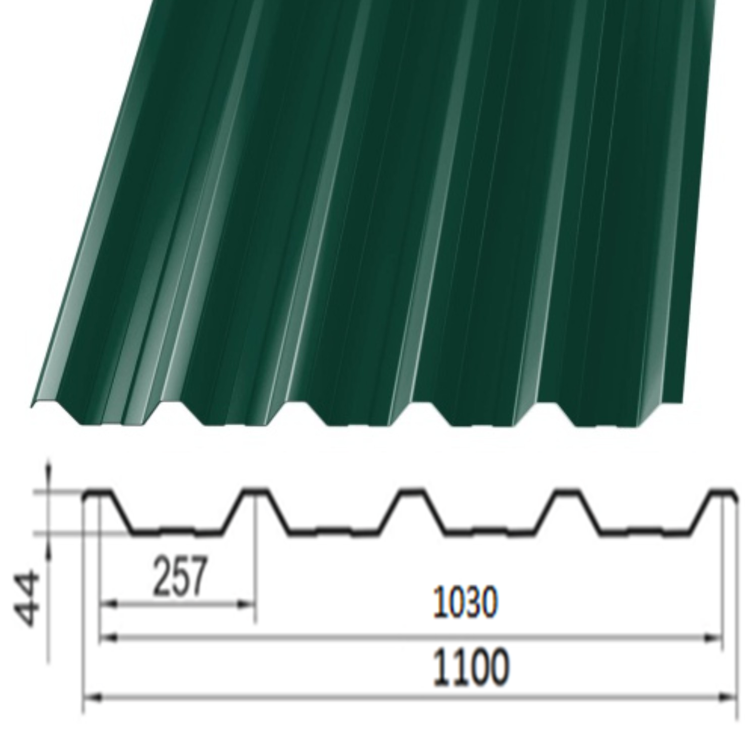 Профнастил Partner НС-44 0.45 цинк 120 г/м.кв 1100х2000 мм Ral 6005 полиэстер Зеленый мох - фото 2 Профнастил Partner НС-44 0.45 цинк 120 г/м.кв 1100х2000 мм Ral 6005 полиэстер Зеленый мох - фото 2