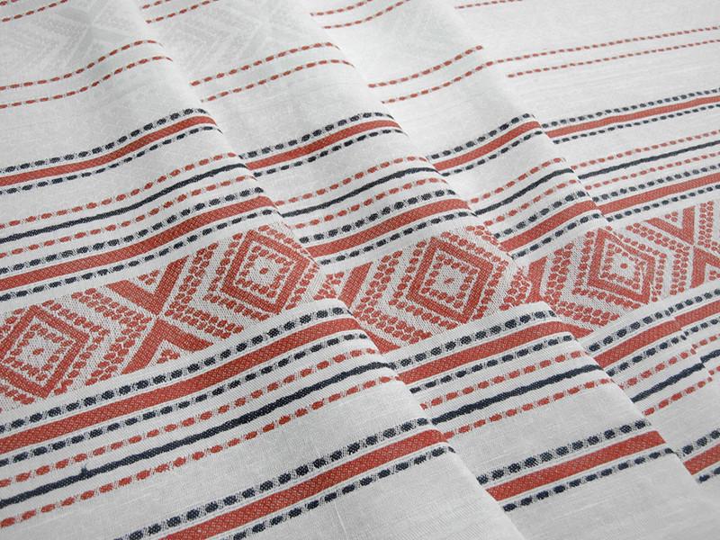 Ткань жаккардовая с этническим узором LINEN PLUS 100% лен 160 см 986/1 Разноцветный