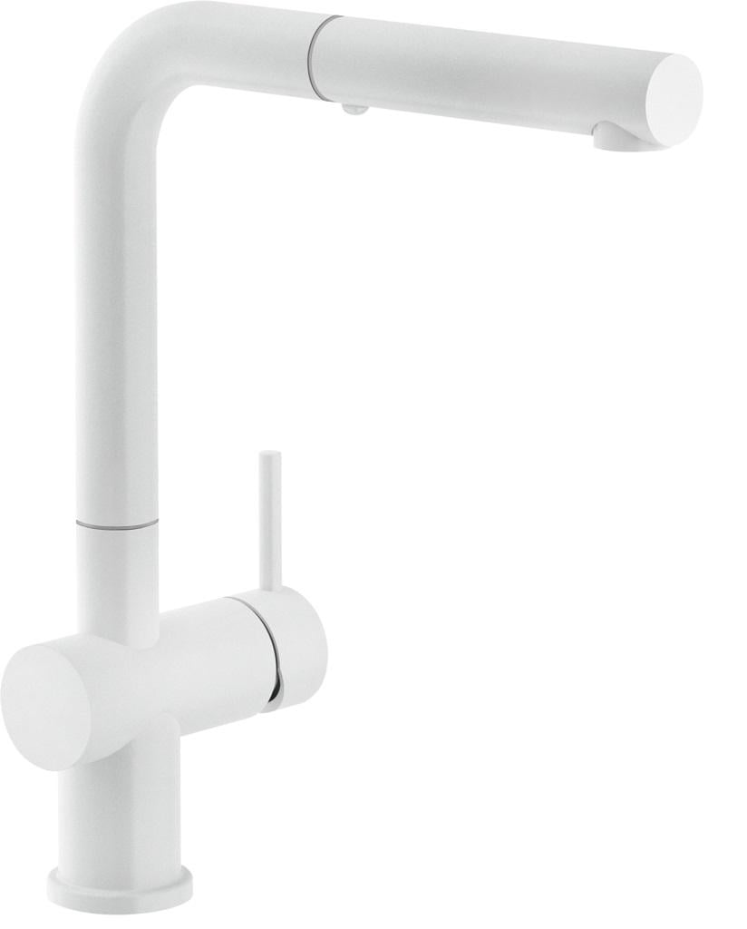 Смеситель Franke Active Plus Super Metallic Pull Out с выдвижным изливом и функцией душа Белый матовый (115.0524.931)