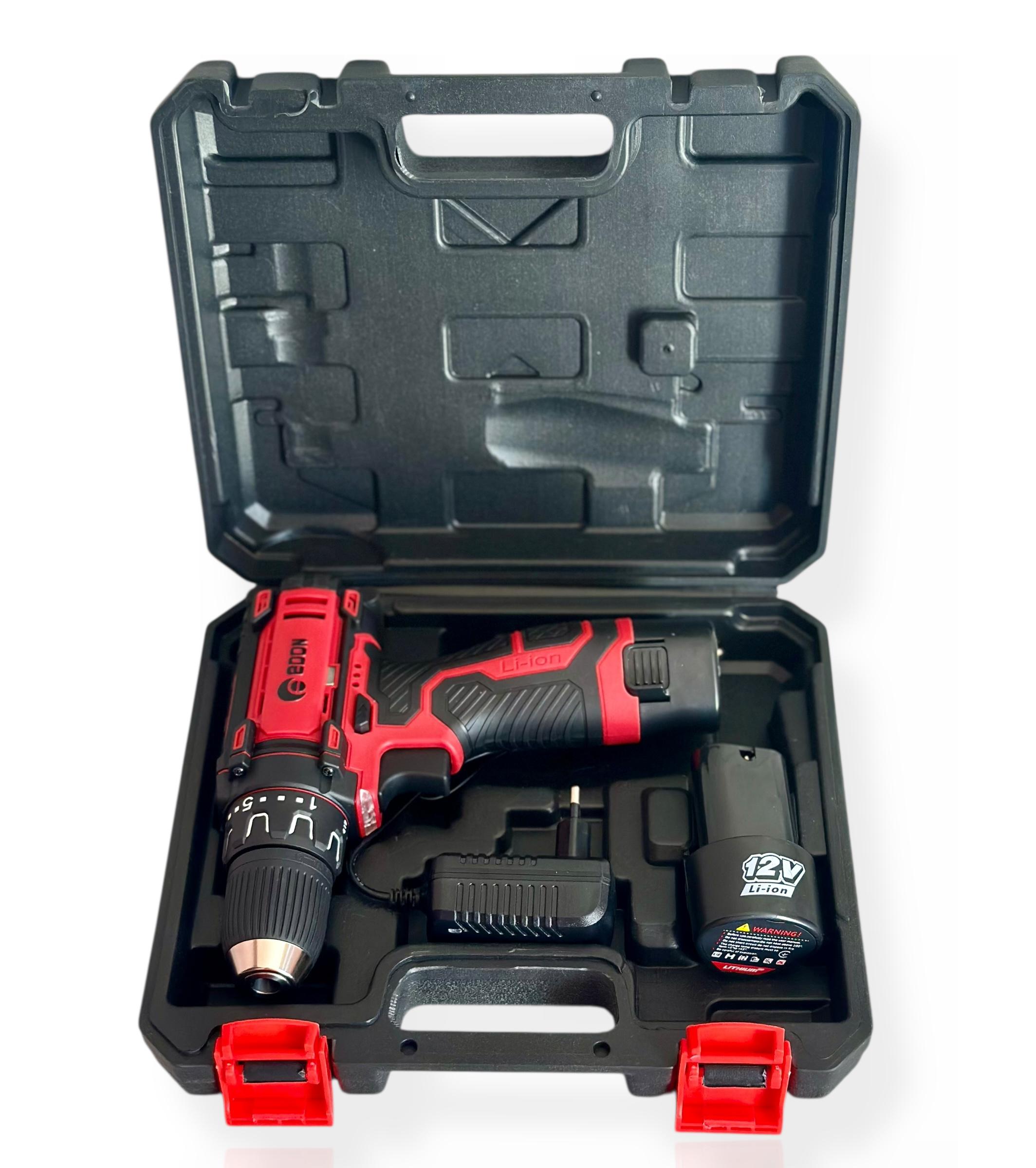 Шуруповерт аккумуляторный Edon на 2 скорости 12V 2 аккумулятора (AD-12A)