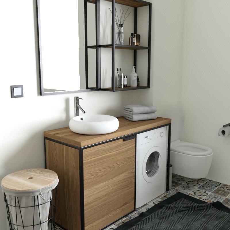 Комплект для ванной комнаты EcoLoft IN-2812 в стиле лофт тумба 120х78х50 см/стеллаж 60х84х20 см (28541885) Комплект для ванной комнаты EcoLoft IN-2812 в стиле лофт тумба 120х78х50 см/стеллаж 60х84х20 см (28541885)