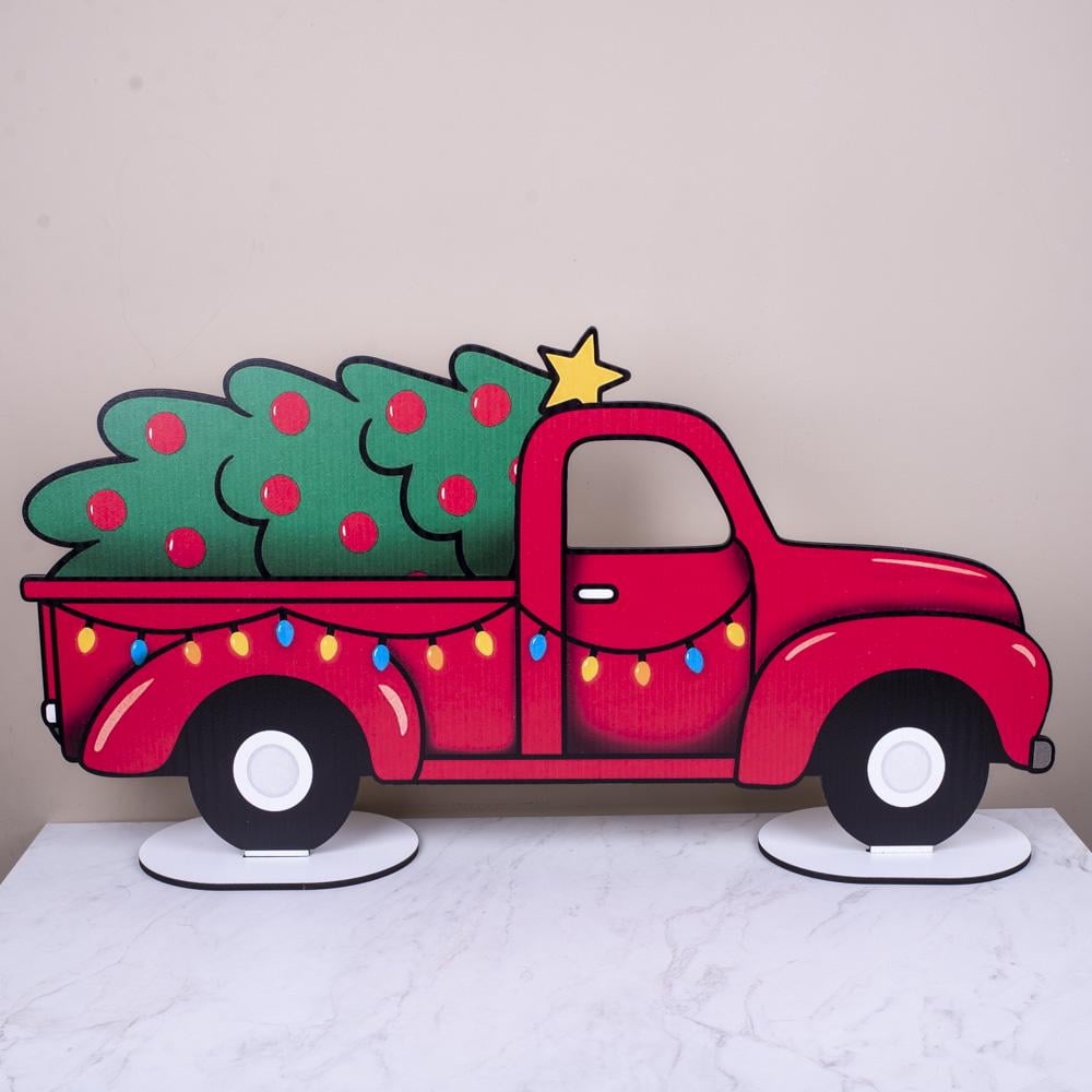 Статуэтка для фотозоны новогодняя машина с елкой 84 см (5279-20)