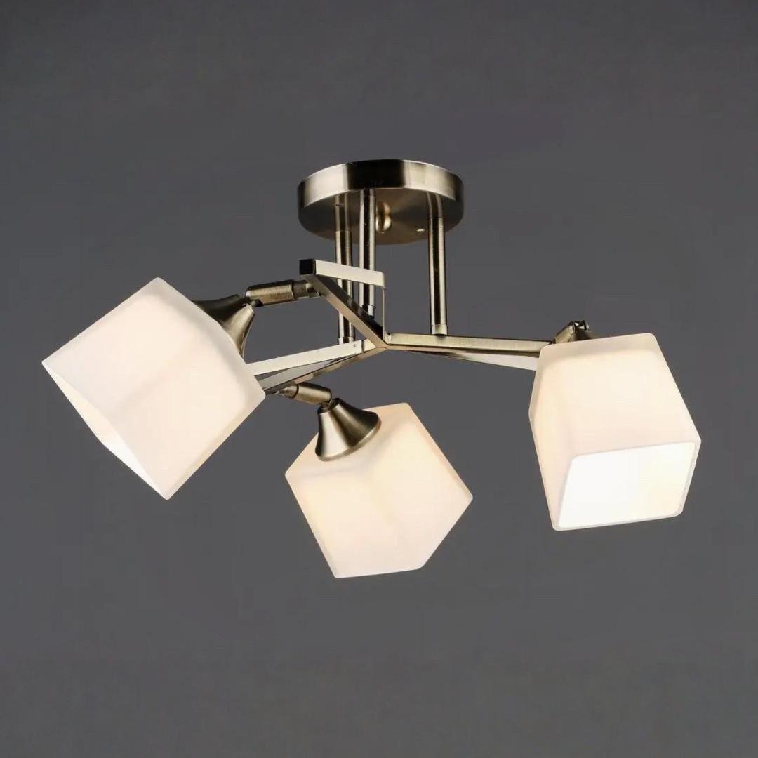 Люстра Sirius на три квадратных плафона под лампу Е27 Бронзовый (B N6651/3 AB)