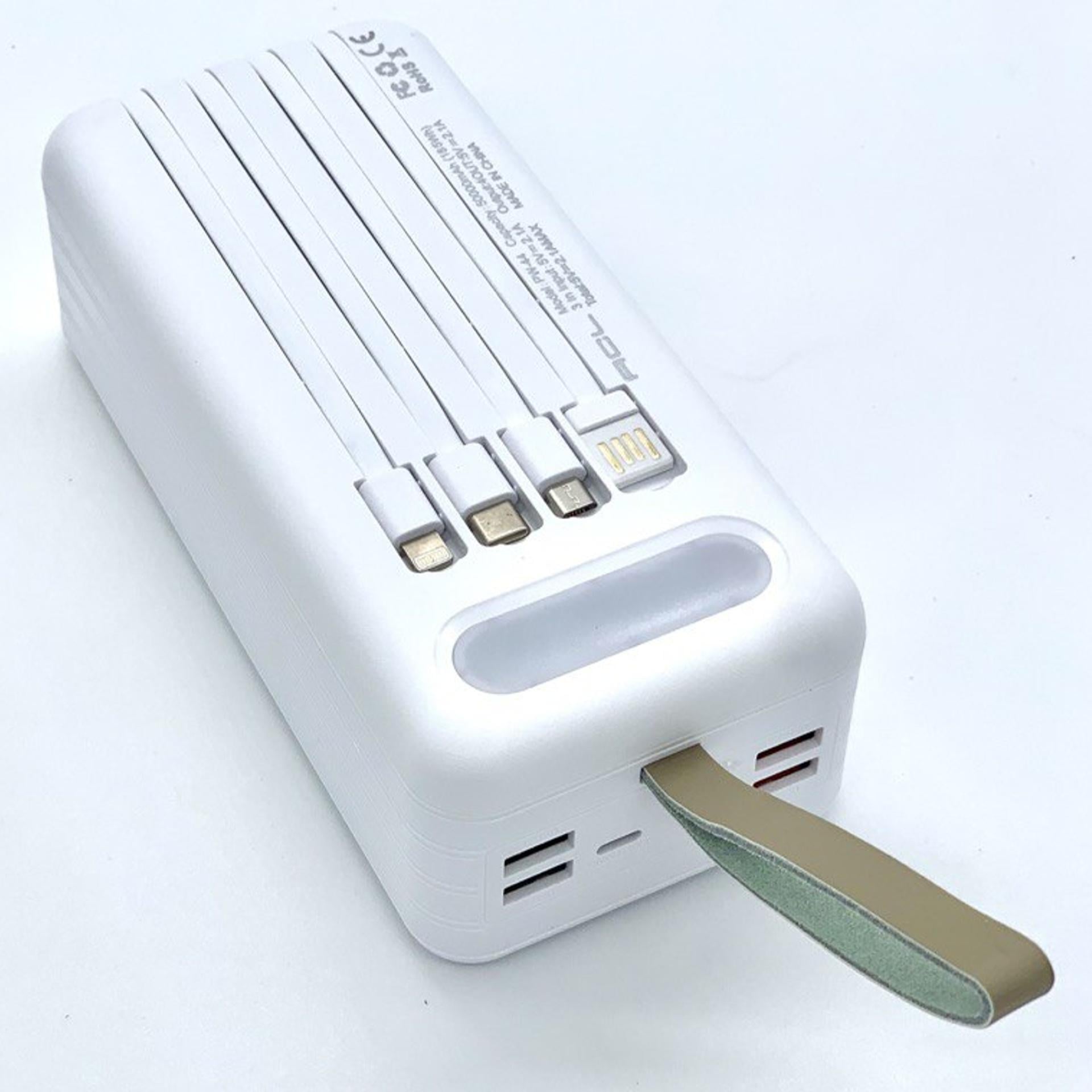 Повербанк Alc 50000 mAh Фонарь TypeC Lightning Micro USB Белый Повербанк Alc 50000 mAh Фонарь TypeC Lightning Micro USB Белый
