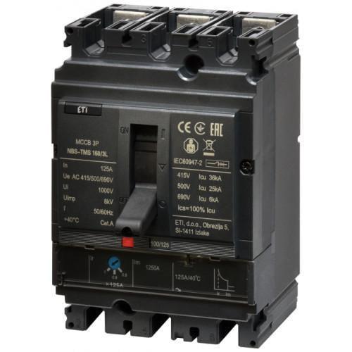 Автоматичний вимикач корпусний ETI NBS-TMS 160/3L 125A 36 kA 3P (4673008)
