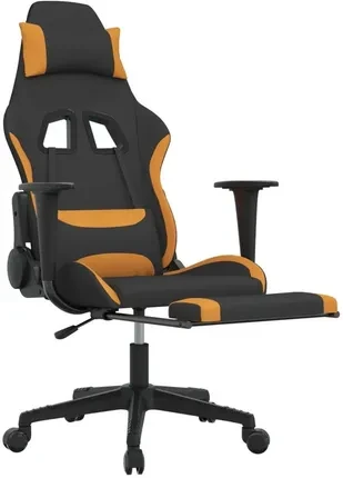 Компьютерное кресло геймерское vidaXL с подставкой для ног тканевый Black-orange (3143747)