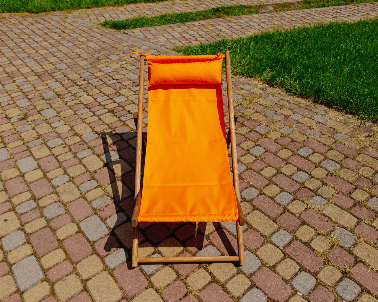 Шезлонг для дачи тканевый XRmaster с подушкой Оранжевый/Коричневый (0001761) - фото 3