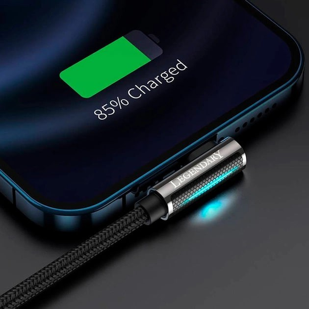 Кабель BASEUS Legend Series Elbow Fast Charging Data Cable USB to iP 2.4A 1 м Black - фото 3