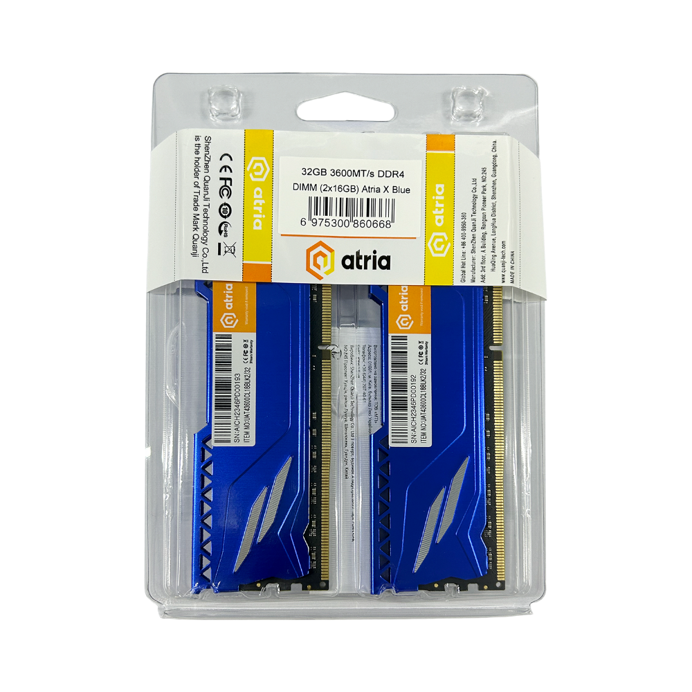 Оперативная память Atria Fly Blue UAT43600CL18BLK2/32 DDR4/32 Gb/3600 МГц для настольных ПК (586682) - фото 3