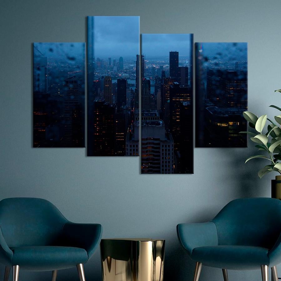 Картина город Вид в окно на дождливый город 149x106 см (A779-4)